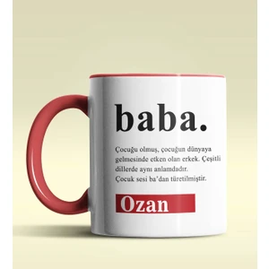 Hediye Zengini Kişiye Özel Baba Sözlük Açıklaması Tasarımlı Kırmızı Kupa Bardak