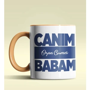 Hediye Zengini Kişiye Özel Canım Babam 6 Tasarımlı Turuncu Kupa Bardak