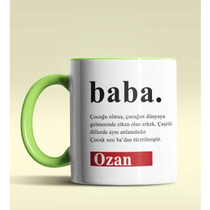 Hediye Zengini Kişiye Özel Baba Sözlük Açıklaması Tasarımlı Yeşil Kupa Bardak
