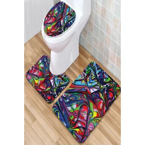 Yıkanabilir Kaymaz Dot Taban 3'lü Klozet Takımı (60CM x 100CM - 55CM x 60CM - 47CM x 50CM) MNKZ6048