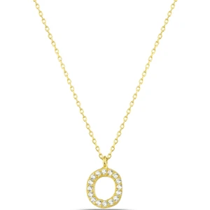 Silver Kadın 925 Ayar Gümüş Zirkon Beyaz Taşlı O Harfli Kolye