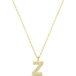 Silver Kadın 925 Ayar Gümüş Zirkon Beyaz Taşlı Z Harfli Kolye