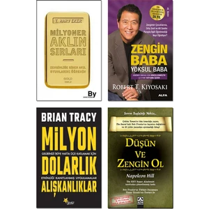 Milyon Dolarlık Alışkanlıklar / Brian Tracy + Zengin Baba Yoksul Baba / Robert T. Kiyosaki + Milyoner Aklın Sırları / Harv Eker + Düşün ve Zengin Ol / Napoleon Hill  - 4lü Kitap Seti