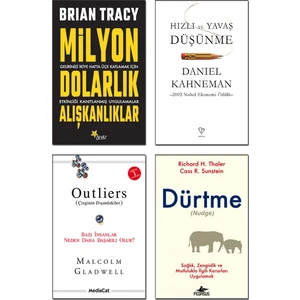 Milyon Dolarlık Alışkanlıklar / Brian Tracy + Hızlı ve Yavaş Düşünme / Daniel Kahneman + Outliers / Malcolm Gladwell + Dürtme (Nudge) / Richard H. Thaler - 4 Kitap Set