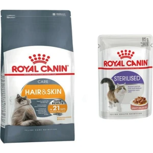 Royal Canin Hair Skin Hassas Tüylü Kedi Maması 2 kg + Royal Canin Sterilised Pouch Yaş Mama 85 Gr.