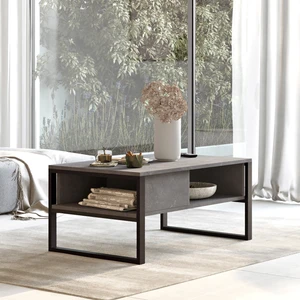 ML34 Iron Metal Orta Sehpa Raflı Beton