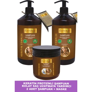Tuzsuz Keratin Şampuan 2 Adet 600 ml Onarıcı Bakım Şampuanı + 500 ml Keratin Bakım Saç Kremi