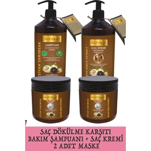 Siyah Sarımsak Şampuan 600 ml + Sarımsak Saç Kremi 500 ml + 2 Adet Siyah Sarımsak Maske 500 ml