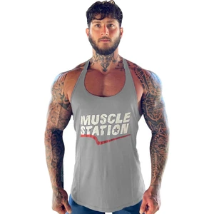 Muscle Station Toughman Tank Gri Workout Fitness Atlet