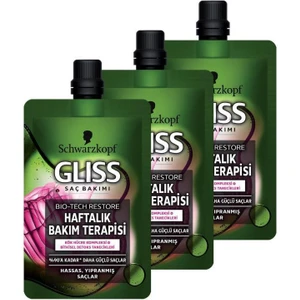 Schwarzkopf Glıss Bıo-Tech Haftalık Bakım terapisi 50 ml x 3 Adet