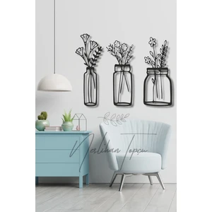 Nt Handmade 3'lü Vazo Ahşap Duvar Dekoru