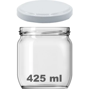 425 cc Kavanoz Metal Beyaz Konserve Kapaklı 425 ml Şeffaf Cam Kavanoz 1 Adet
