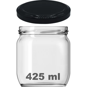 425 cc Kavanoz Metal Siyah Konserve Kapaklı 425 ml Şeffaf Cam Kavanoz 1 Adet