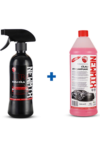 Newmix Hızlı Cila 500 Ml + Cilalı Fırçalı Oto Şampuanı 1000 Ml