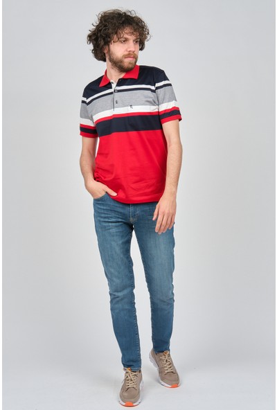 Neyir Erkek Cep Detaylı Blok Desenli Polo Yaka T-Shirt 1341206 Kırmızı