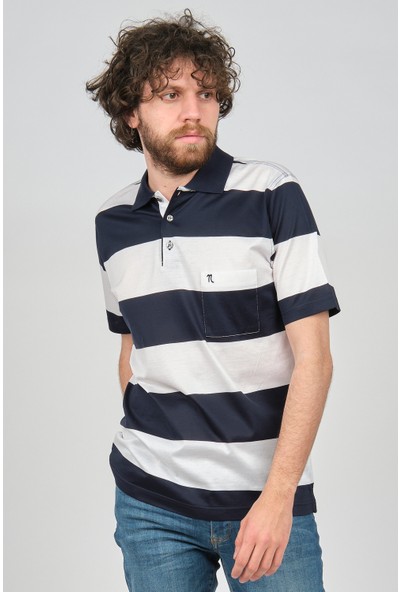 Neyir Erkek Blok Desenli Cep Detaylı Polo Yaka T-Shirt 1340206 Lacivert