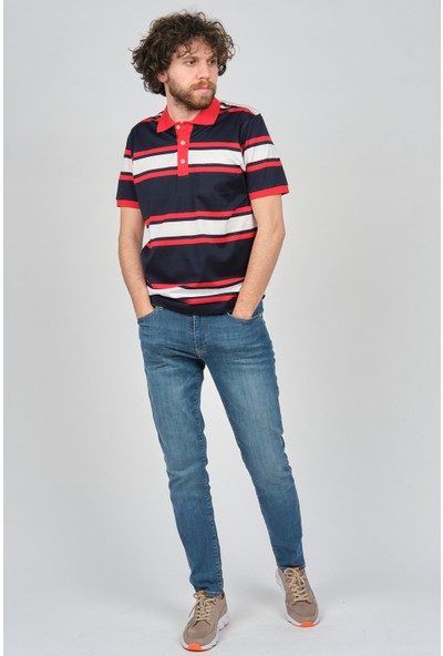 Neyir Erkek Blok Desenli Cep Detaylı Polo Yaka T-Shirt 1341506 Laci-Kırmızı
