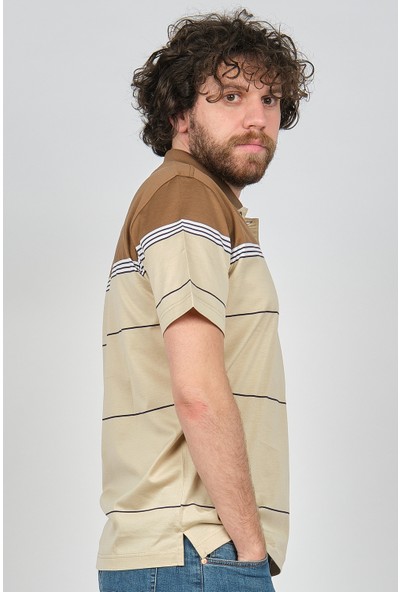 Neyir Erkek Cep Detaylı Blok Desenli Polo Yaka T-Shirt 1341106 Kahverengi