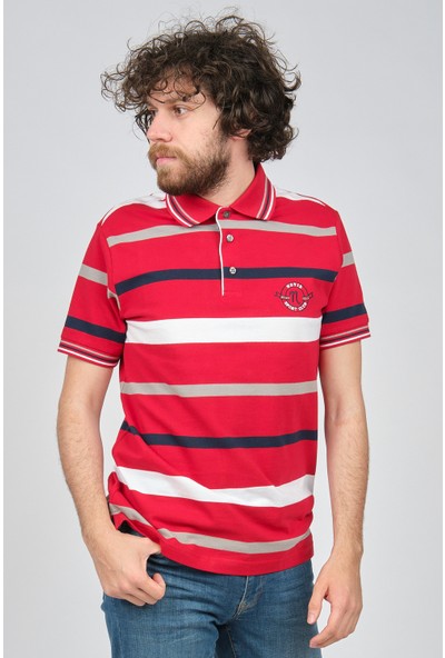 Neyir Erkek Blok Desenli Polo Yaka T-Shirt 1340106 Kırmızı