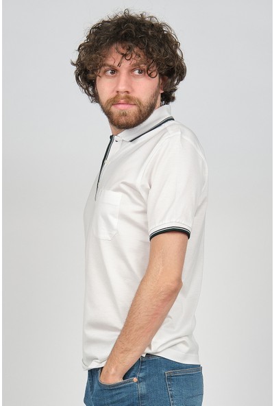 Neyir Erkek Cep Detaylı Polo Yaka T-Shirt 1340106 Beyaz
