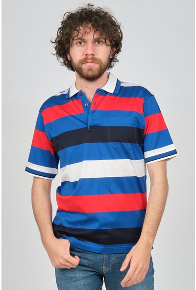 Neyir Erkek Cep Detaylı Blok Desenli Polo Yaka T-Shirt 1340506 Saks