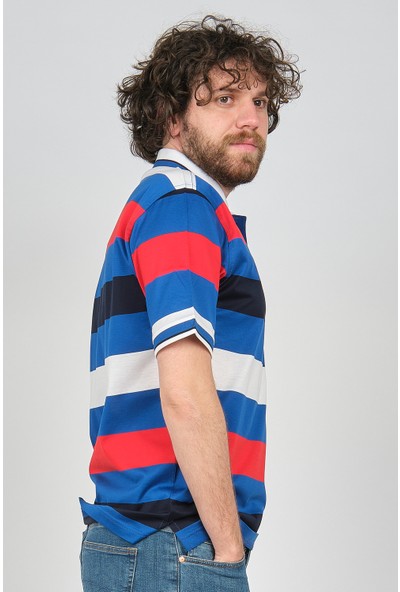 Neyir Erkek Cep Detaylı Blok Desenli Polo Yaka T-Shirt 1340506 Saks