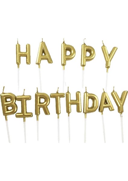 Parti Aksesuar Happy Birthday Mum Gold Renk
