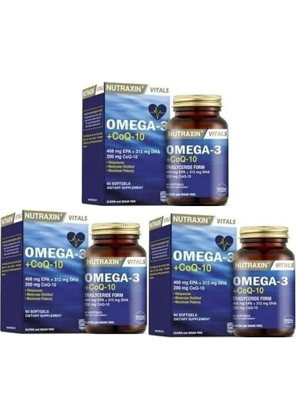 Omega3+Coq-10 60 Kapsül x 3 Adet