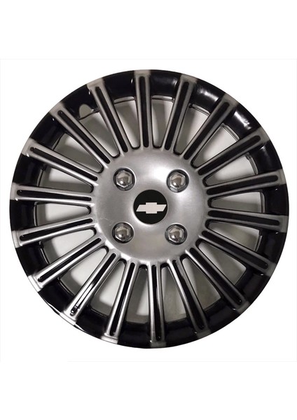 Chevrolet Corvette 15'' Inç Gri - Siyah 4'lü Set Jant Kapağı Çelik Jant Görünümlü