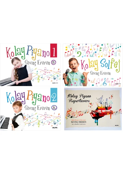 Sevinç Ereren 4 Kitap Set / Kolay Piyano 1-2 - Kolay Solfej - Kolay Piyano Repertuarı