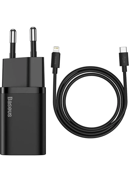 Super Si 1c 20W Hızlı Şarj Adaptörü + Type-C To Lightning iPhone Uyumlu 1m Şarj Kablosu TZCCSUP-B01