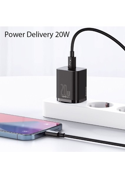 Super Si 1c 20W Hızlı Şarj Adaptörü + Type-C To Lightning iPhone Uyumlu 1m Şarj Kablosu TZCCSUP-B01