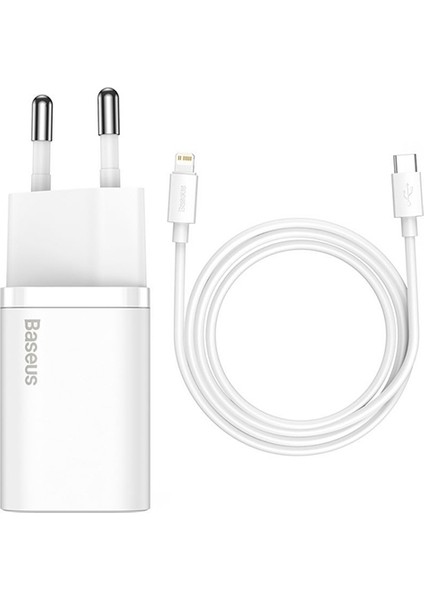 Super Si 1c 20W Hızlı Şarj Adaptörü + Type-C To Lightning iPhone Uyumlu 1m Şarj Kablosu TZCCSUP-B02