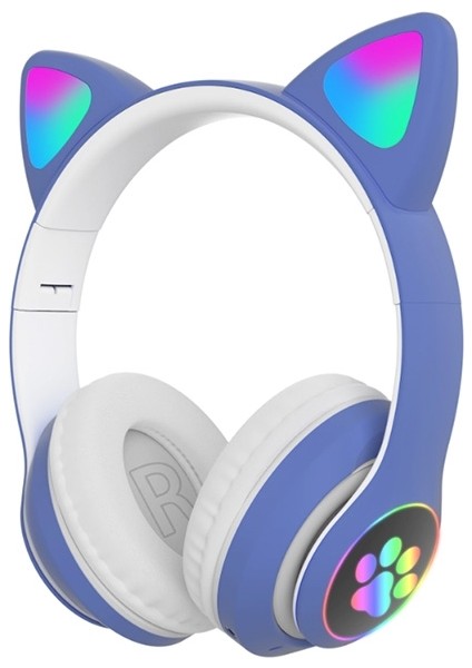 23M Kedi Kulak Kulaküstü Bluetooth 5.0 Kablosuz Kulaklık LED Işıklı