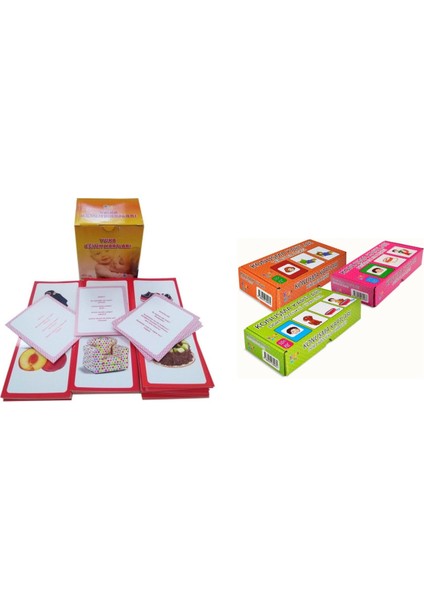 Yuka Eğitim Kartları ve Konuşma Kartları (3 Lü ) Toplam 4 Set