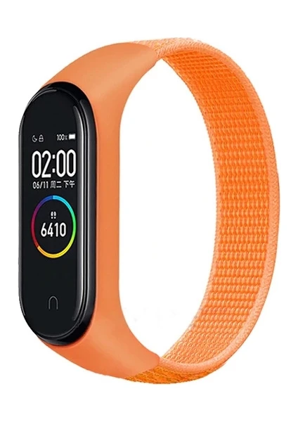 Xiaomi Mi Band 5-4-3 Nylon Kayış Kordon Turuncu