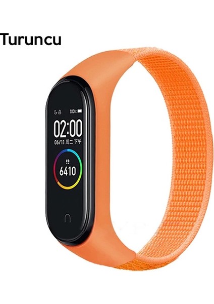 Xiaomi Mi Band 5-4-3 Nylon Kayış Kordon Turuncu