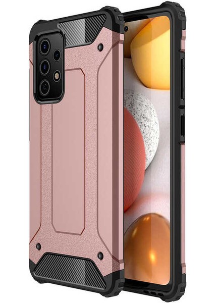 - Samsung Galaxy A72 - Kılıf Çift Katman Zırh Tank Crash Military Kapak - Rose Gold