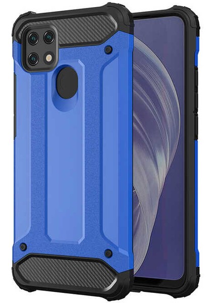 - Oppo A15 - Kılıf Çift Katman Zırh Tank Crash Military Kapak - Mavi - T17113