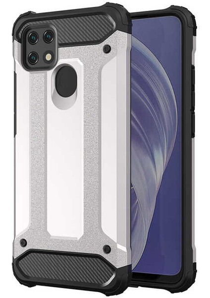 - Oppo A15 - Kılıf Çift Katman Zırh Tank Crash Military Kapak - Gri - T17113