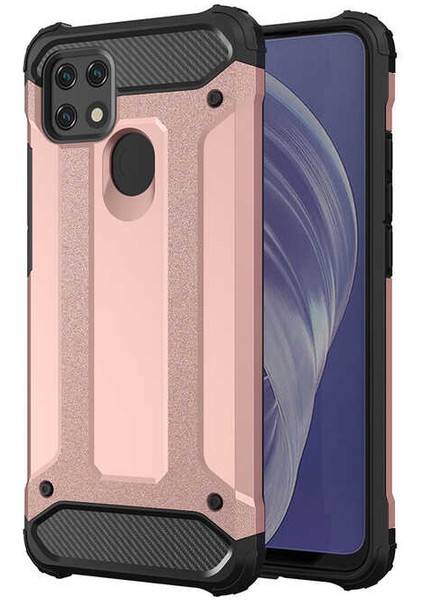 - Oppo A15 - Kılıf Çift Katman Zırh Tank Crash Military Kapak - Rose Gold - T17113