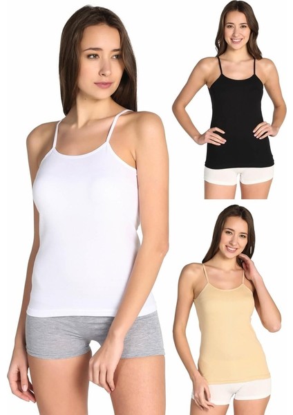 Tutku 12'li Paket %100 Pamuk Ribana Ip Askılı Atlet