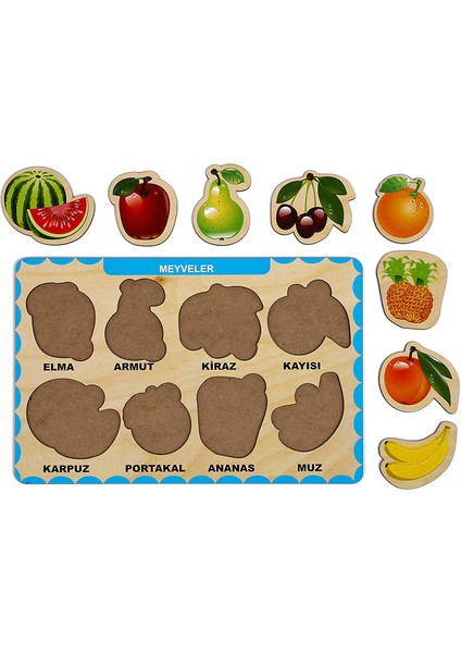 Ahşap Bul Tak Eğitici 2 Adet Yapboz Puzzle Seti