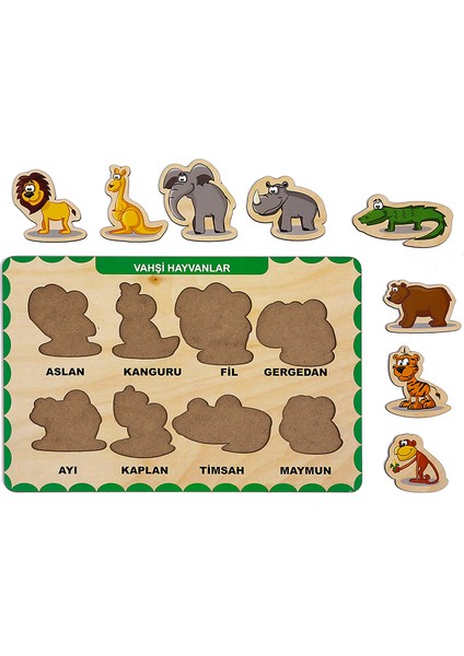Ahşap Bul Tak Eğitici 2 Adet Yapboz Puzzle Seti