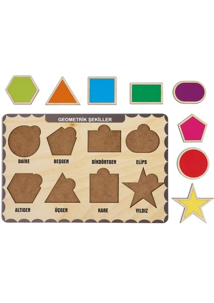 Ahşap Bul Tak Eğitici 2 Adet Yapboz Puzzle Seti