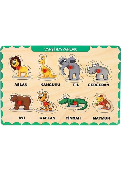 Ahşap Tutmalı Eğitici 2 Adet Yapboz Puzzle Seti