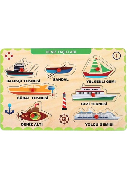 Ahşap Tutmalı Eğitici 2 Adet Yapboz Puzzle Seti