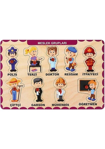 Ahşap Tutmalı Eğitici 2 Adet Yapboz Puzzle Seti