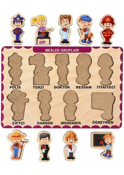 Ahşap Tutmalı Eğitici 2 Adet Yapboz Puzzle Seti