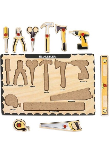 Ahşap Tutmalı Eğitici 2 Adet Yapboz Puzzle Seti